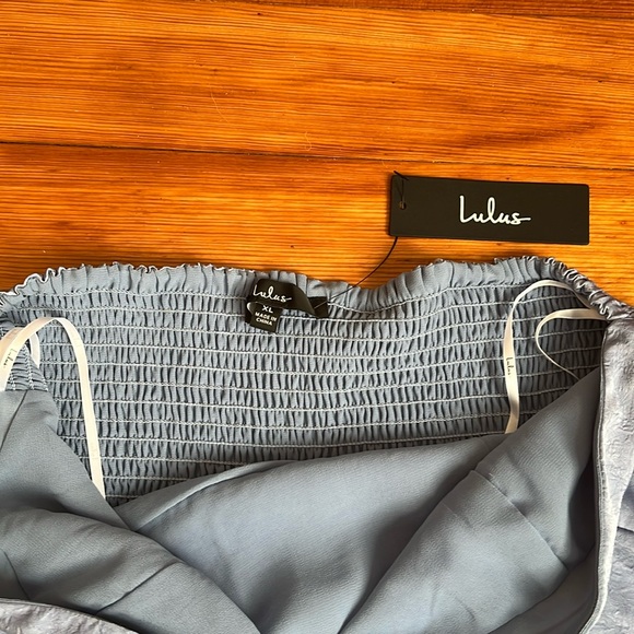 NWT Lulus Blushing Darling Slate Blue Strapless High-Low Maxi Dress - Picture 6 of 10